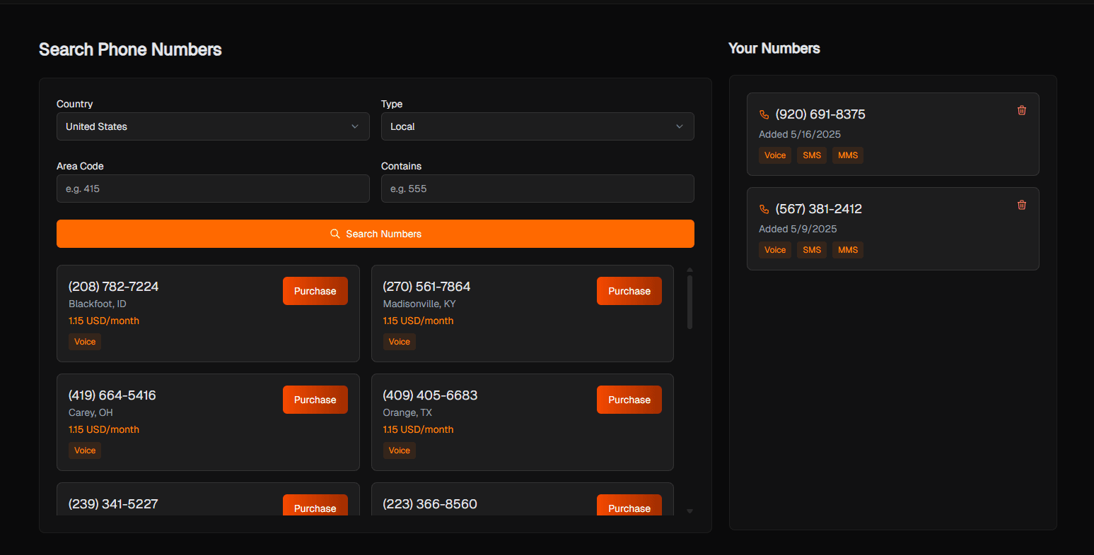 Phone Number Integration